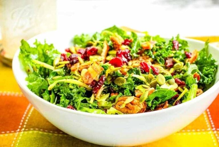 Kale and Brussel Sprout Salad with Cranberries A Reinvented Mom