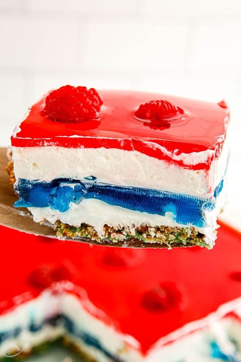 Red White and Blue Pretzel Salad | A Reinvented Mom