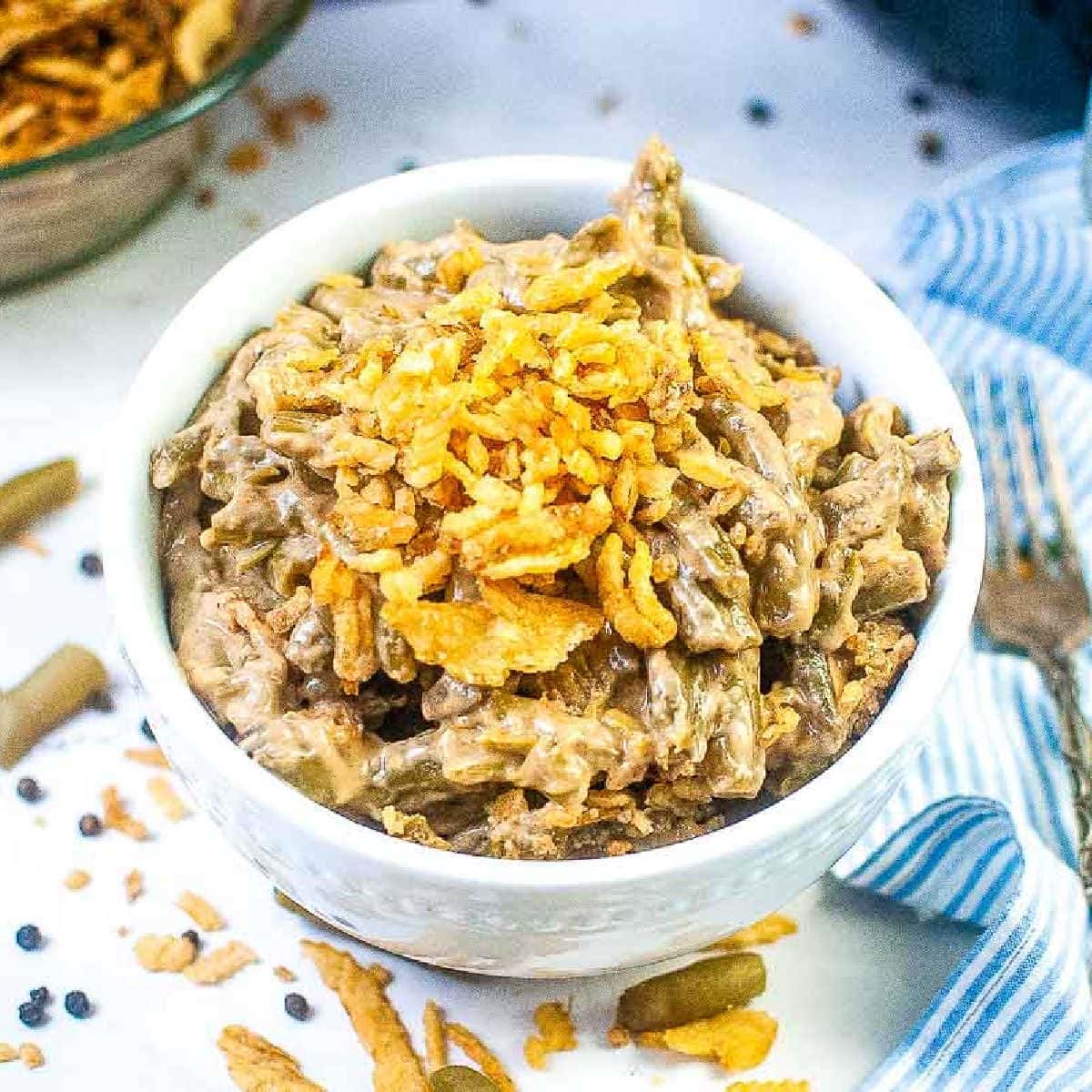 Easy Green Bean Casserole (in the Air Fryer!) - Sweetly Splendid