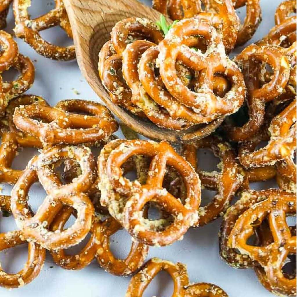 Crunchy Oven Baked Ranch Pretzel Recipe | A Reinvented Mom