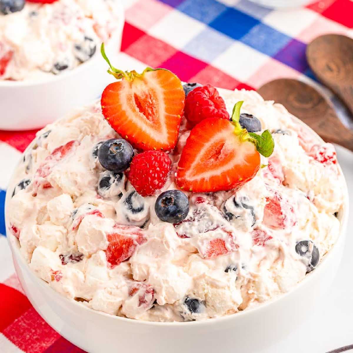 Red White And Blue Cheesecake Salad A Reinvented Mom