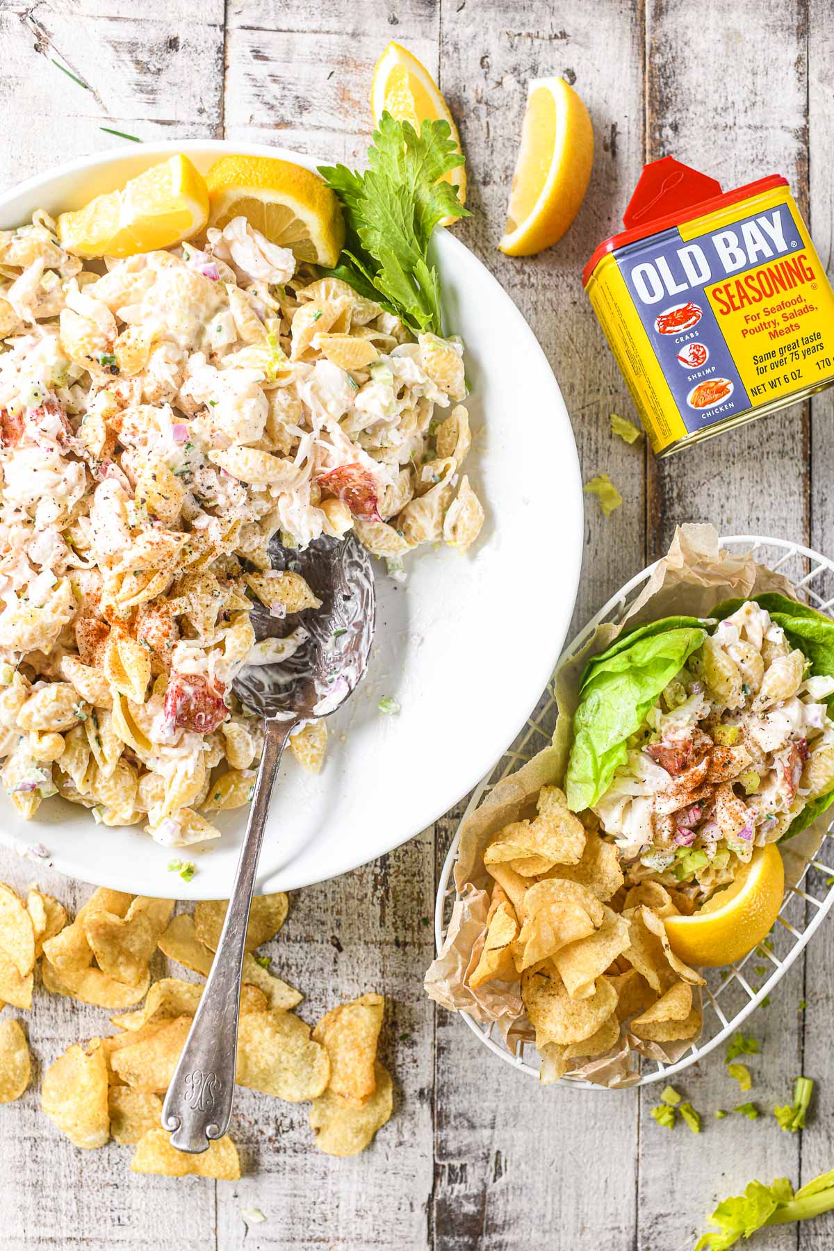 A lobster roll made into pasta salad.