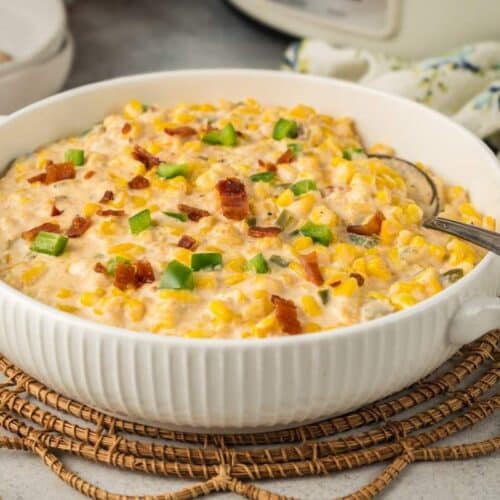 Creamed corn made with jalapeno popper ingredients.