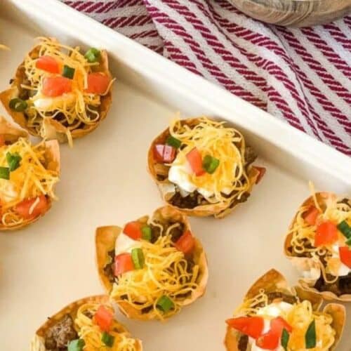 wonton cups with taco fillings.