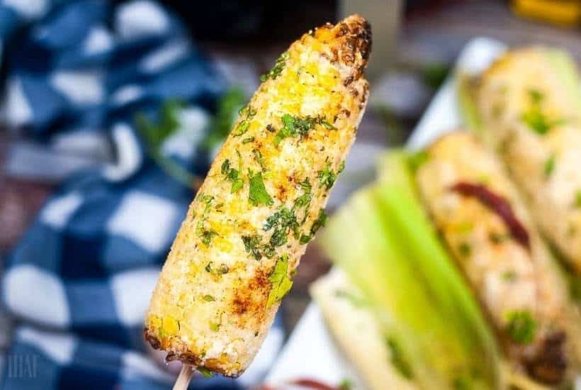 Mexican street corn on a stick.